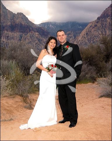 A bride and groom in Red Rock Canyon